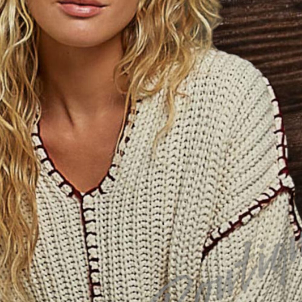 Boho Thick Cozy Oversized Drop Shoulder Chunky Cable Knit Sweater from POL - Picture 3 of 11